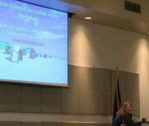 Woman having fun giving a presentation